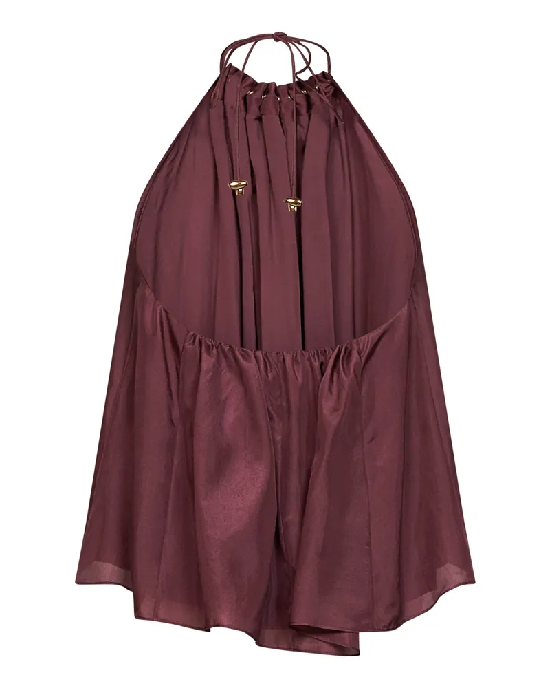 Zimmermann Women's Top Aster Merlot Silk Bordeaux Tops Burgundy