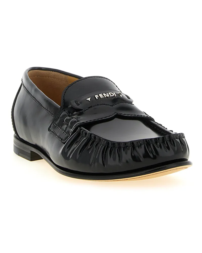 Fendi Women's Black Calfskin Slip-On Loafers Black
