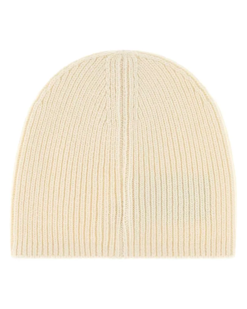 Moncler HAT Virgin Wool Ribbed Beanie — Beige Beige