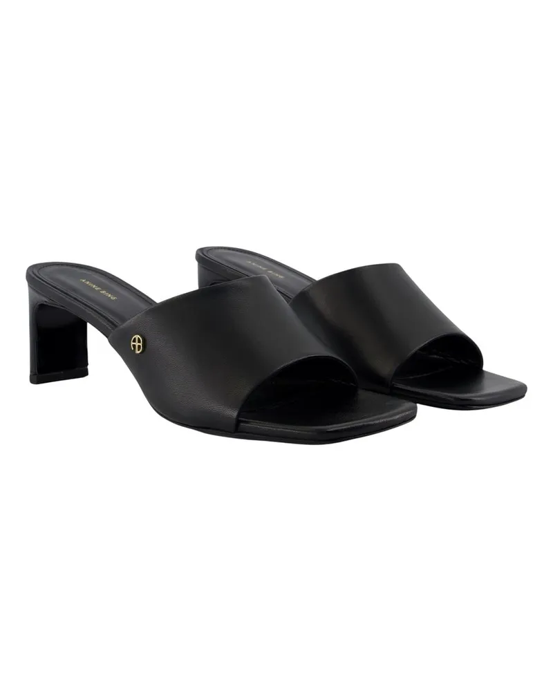 Anine Bing Women's Jayden Mules -  Leather Black Lambskin Shoes Sandals Black