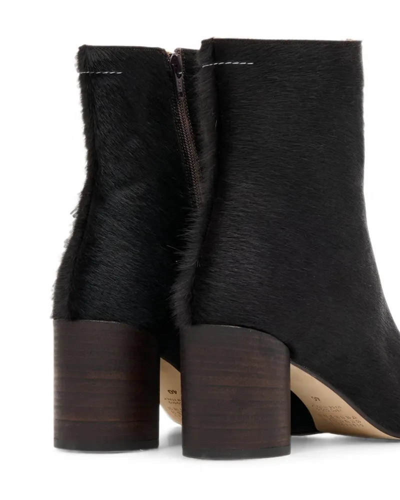 Maison Margiela Haircalf Block Heel Boot — Black Black