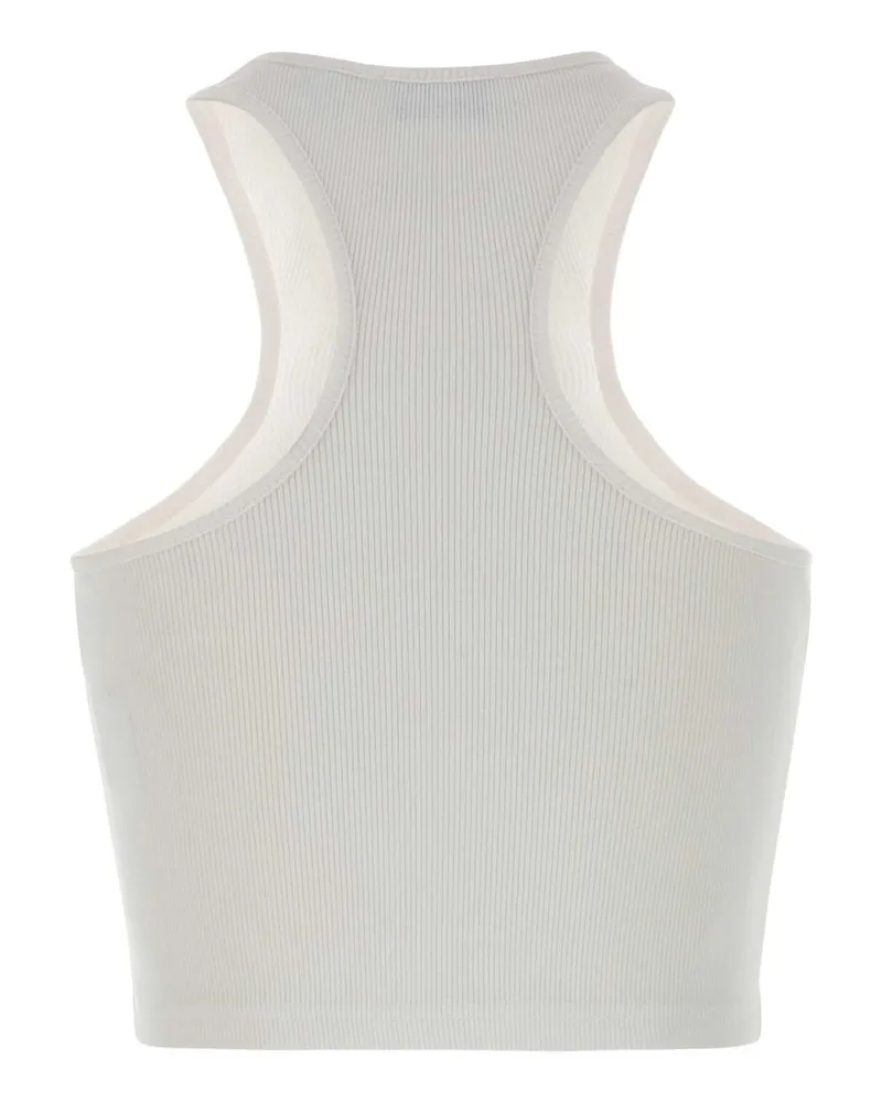 OFF-WHITE Women's White Stretch Cotton Crop-Top White-Black Exterior: Elastane Maglie Sweater White