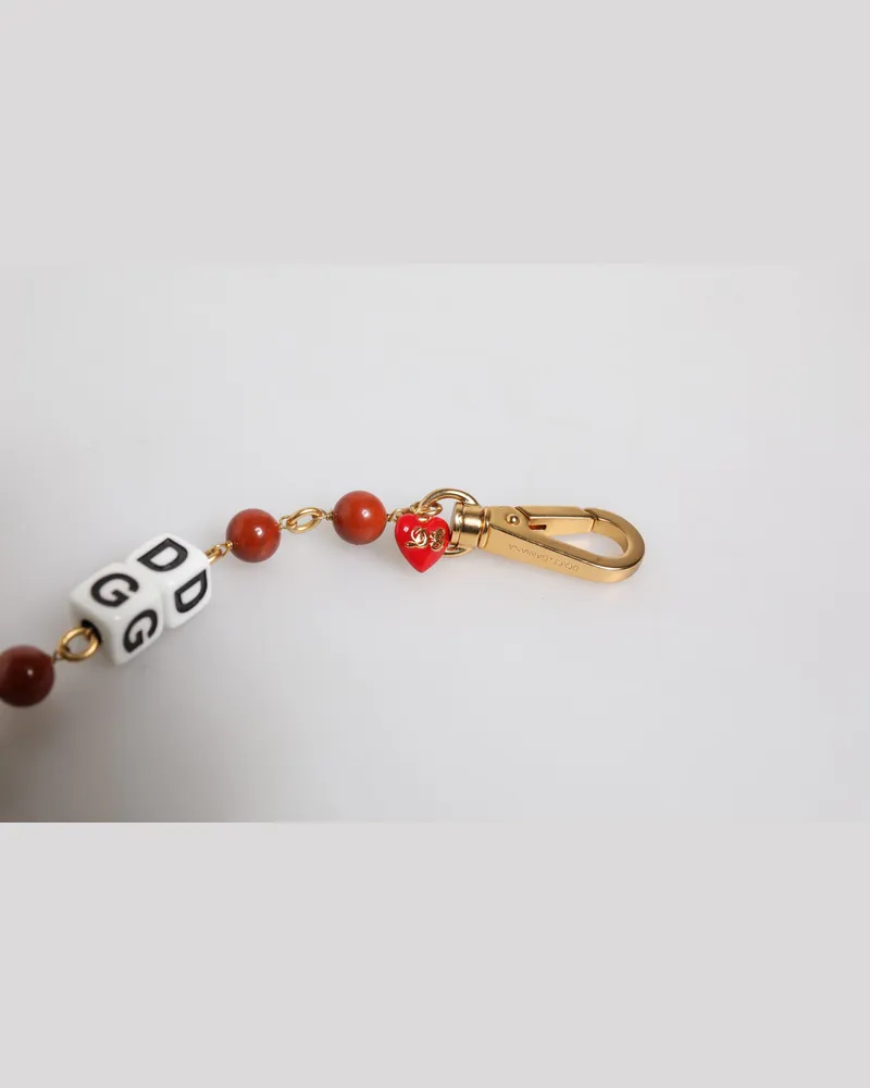 Dolce & Gabbana Men's Multicolor Gold Tone Brass Chain Dg Logo Dice Bracelet Gold-Tone Metal Gold