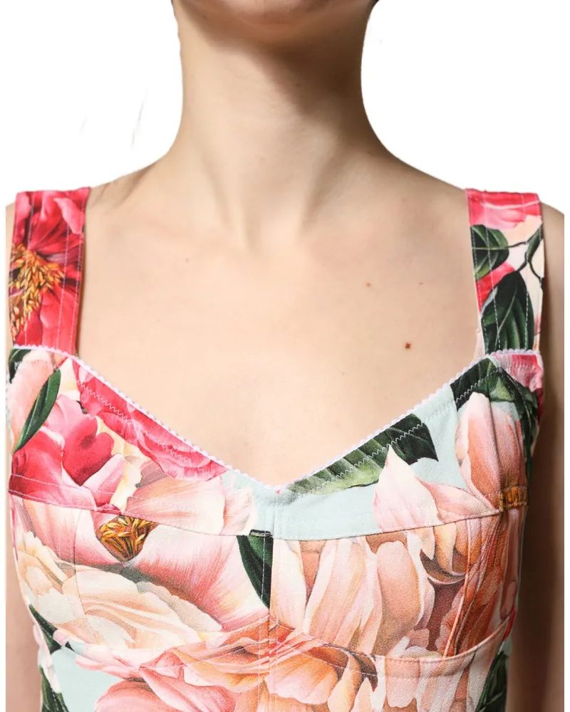 Dolce & Gabbana Women's Multicolor Floral Print Viscose Sheath Dress Elastane Nylon Multicolor