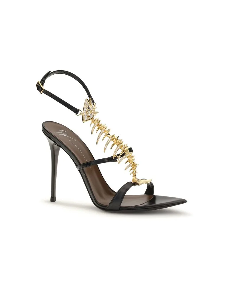 Giuseppe Zanotti Women's Crystal-Embellished Stiletto Black Calf Leather Bos Black