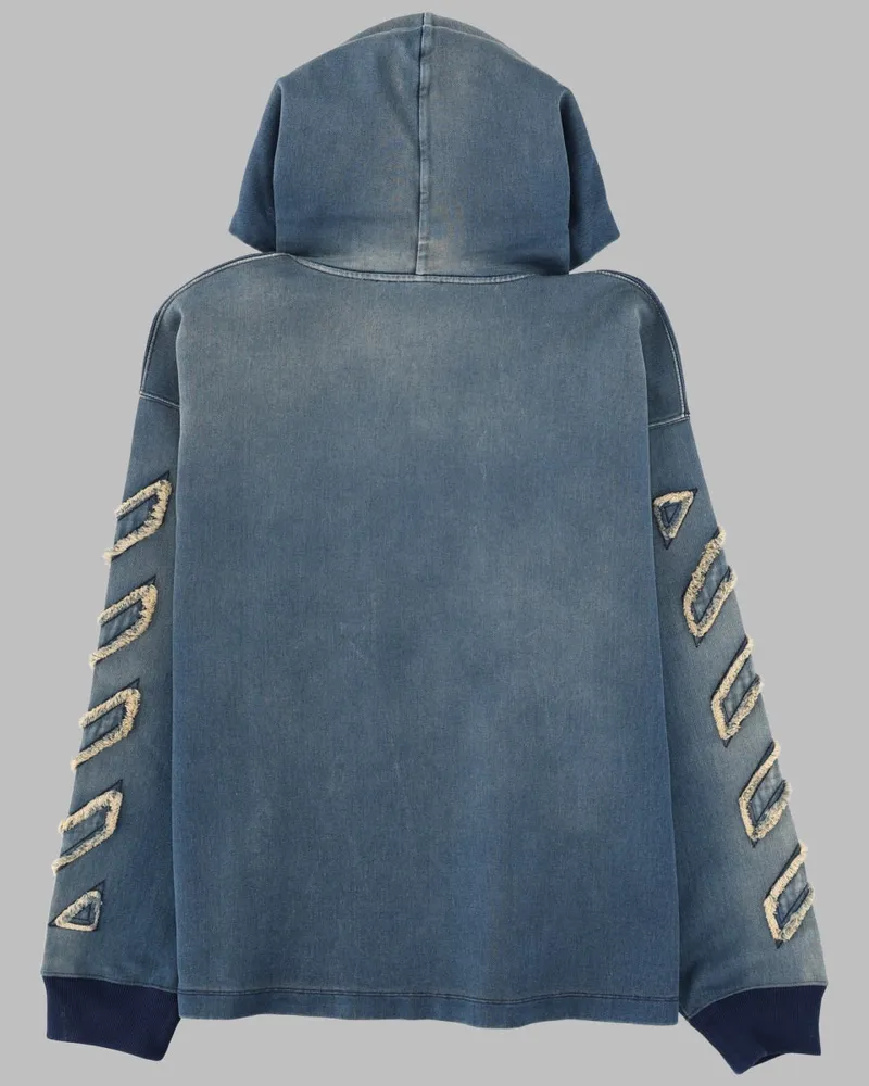 OFF-WHITE Denim with Diagonal Details Sweatshirt — Blue Blue