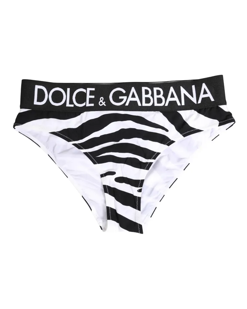 Dolce & Gabbana Women Black White Zebra Print Brief Panty Underwear Black-White Elastane Nylon Clothing Black/white Black