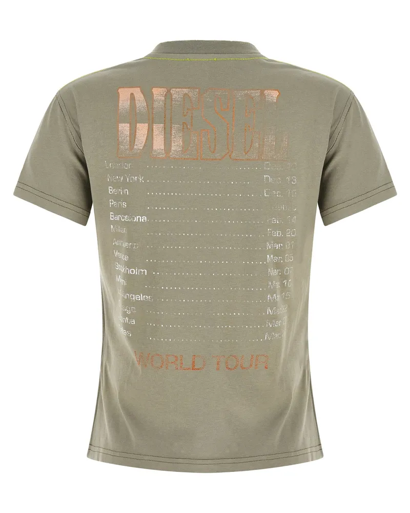 Diesel Crystal-Embellished Graphic T-Shirt — Olive Olive