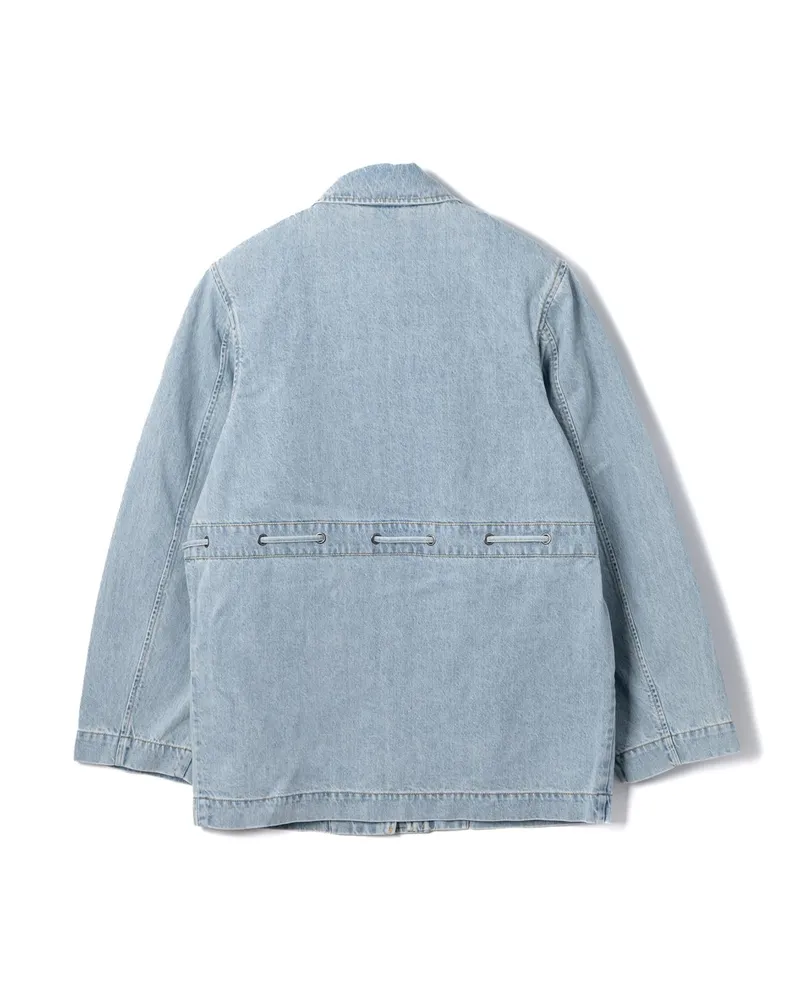 ROTATE Birger Christensen Laced Organic Cotton Denim Jacket — Blue Blue