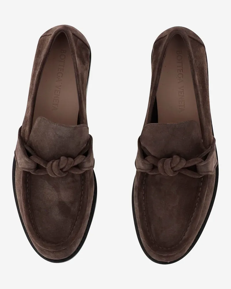 Bottega Veneta Women's Loafers Astaire Dark Brown Suede Calf Leather Sandal Brown