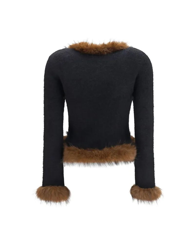 Self-Portrait Women's Blue Cotton Cardigan Clothing Black