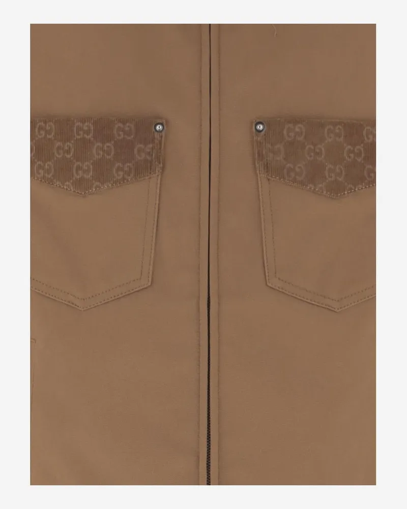 Gucci Men's Cotton Jacket With Gg Details Brown Brown