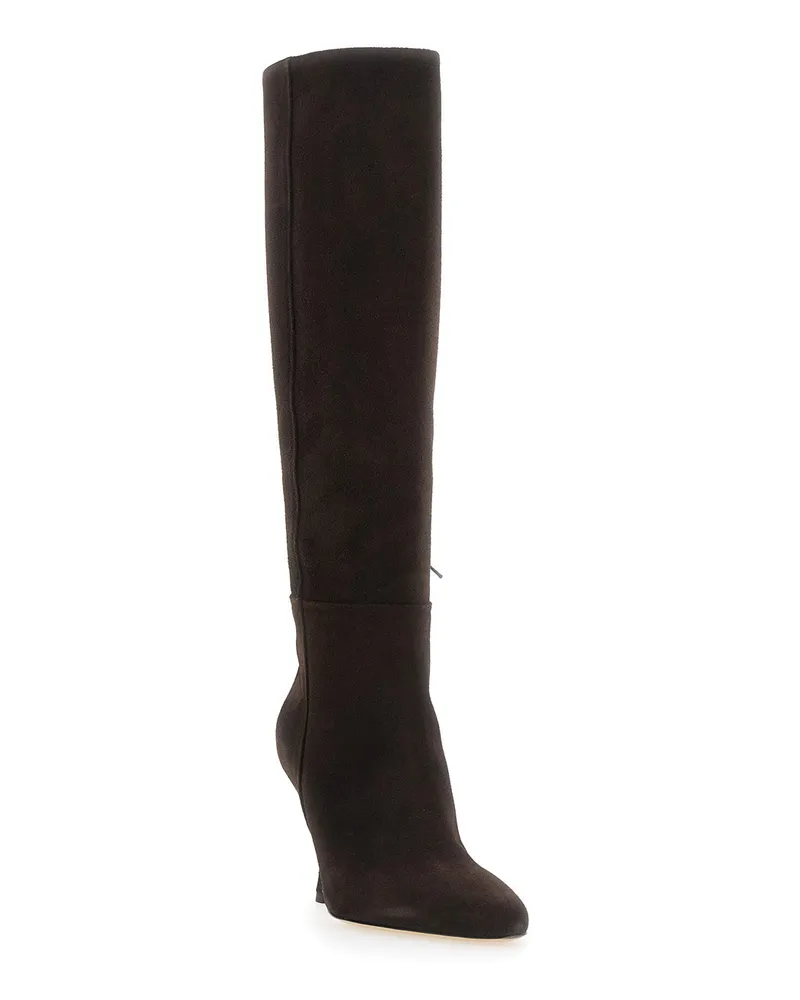 Semicouture Women's Boots Lucinda Suede Brown Viscose And Polyester Brown