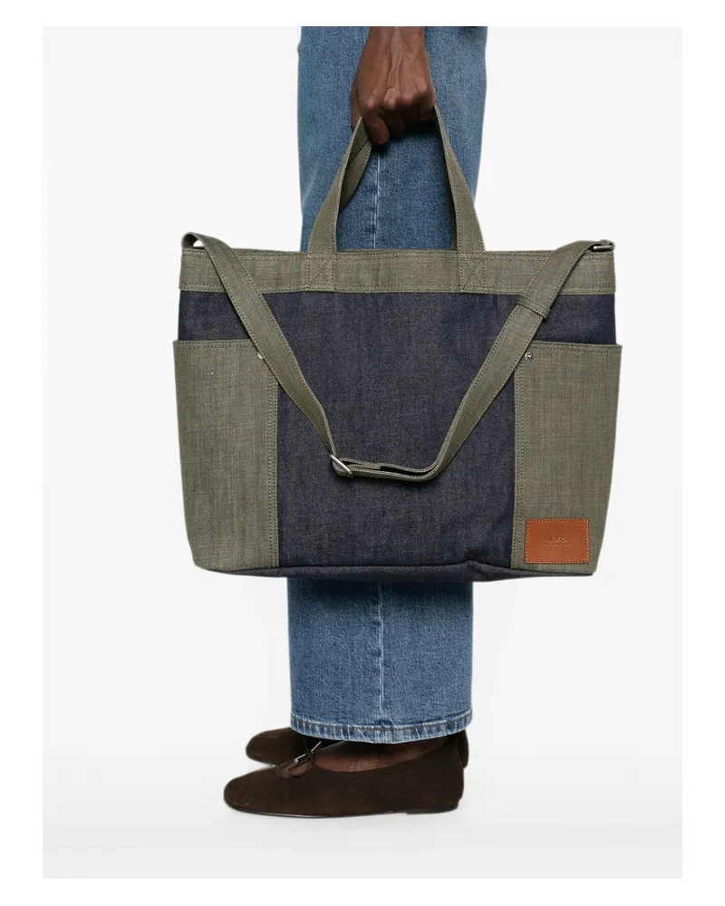 A.P.C. Colorblock Cotton Tote Bag — Blue Blue
