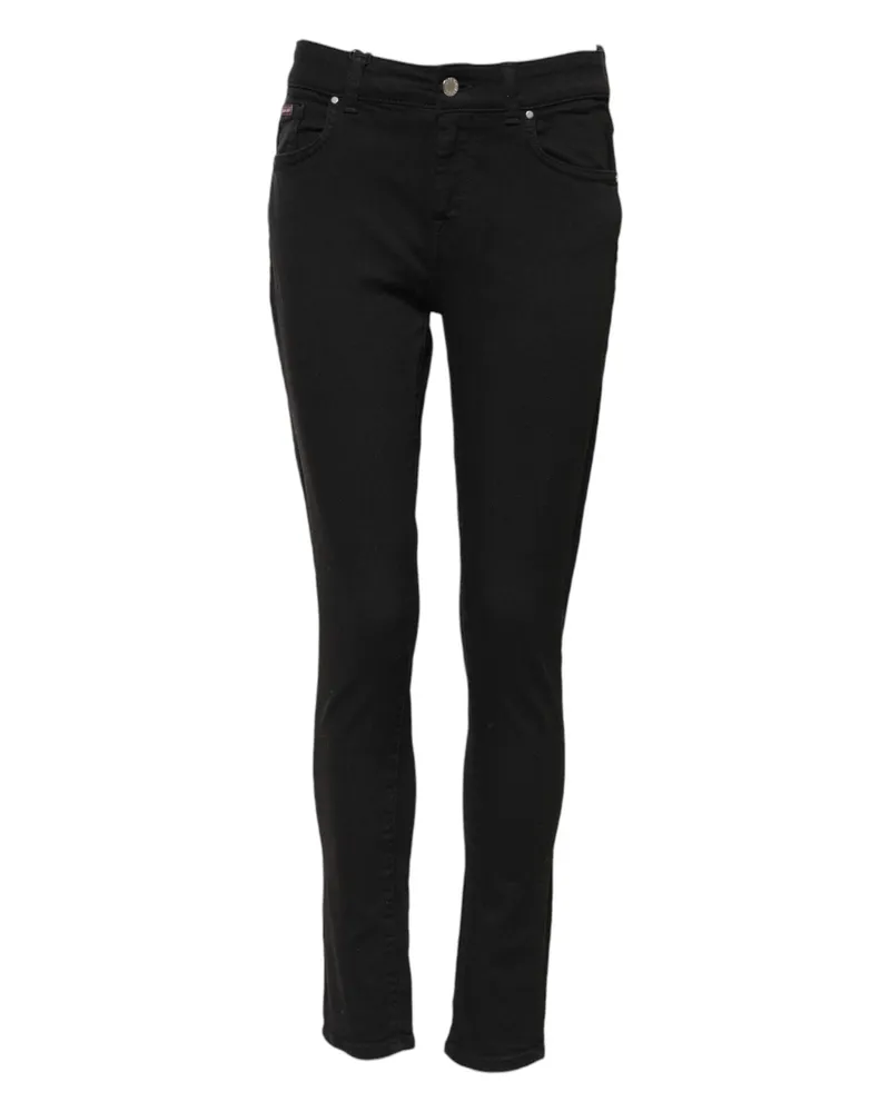 Dolce & Gabbana Women Black Cotton Skinny Mid Waist Denim Jeans Elastane Clothing Black