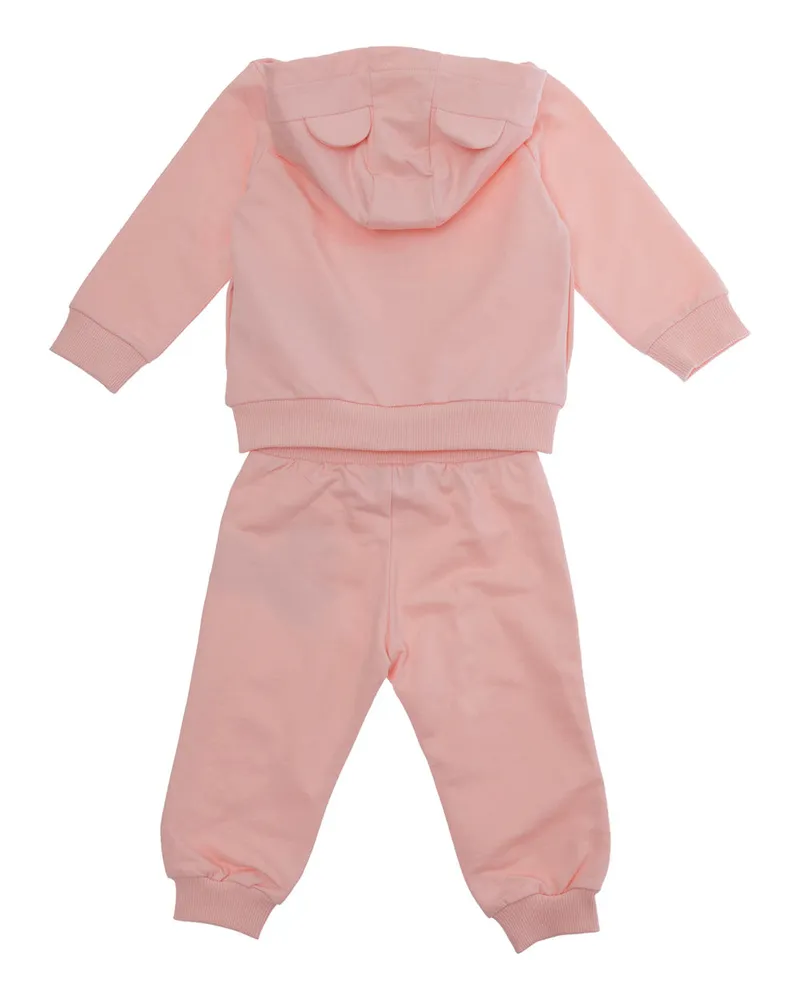 Moschino Unisex Hooded Jumpsuit Baby Pink Cotton Tracksuit Sets Pink