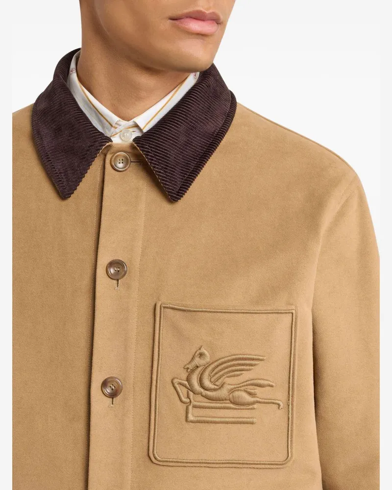 Etro Men's Beige Corduroy-Collar Jacket Cotton Beige