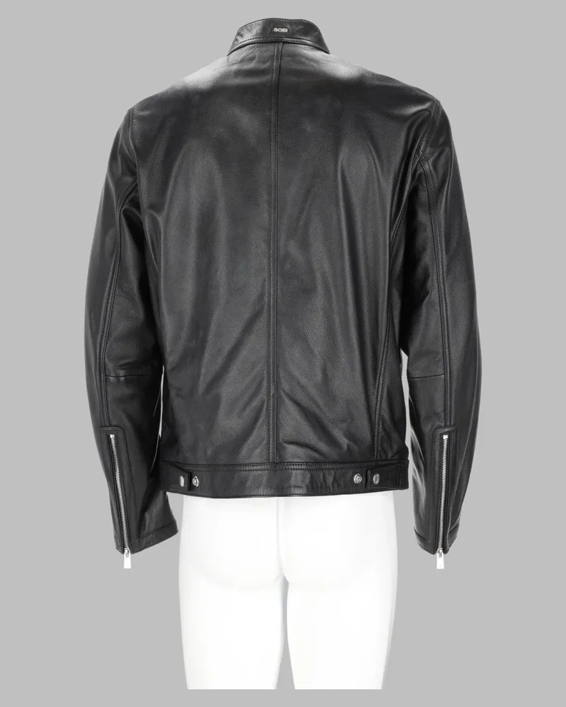 HUGO BOSS Lamb Leather Jacket — Black Black