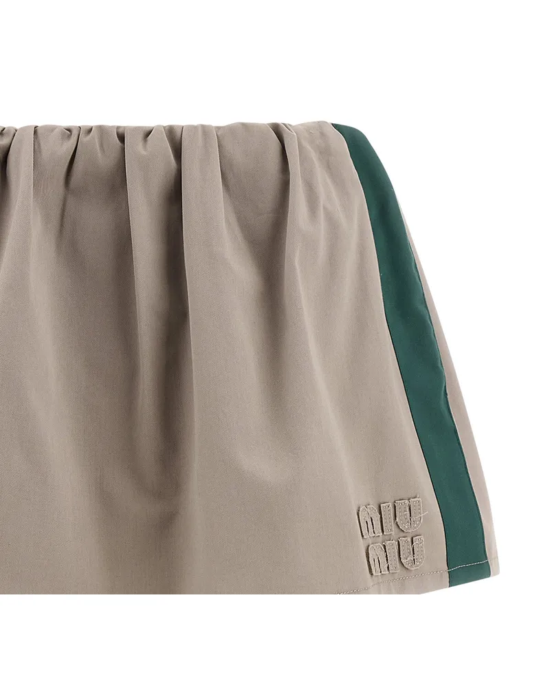 Miu Miu Cotton Twill Mini Skirt — Beige Beige