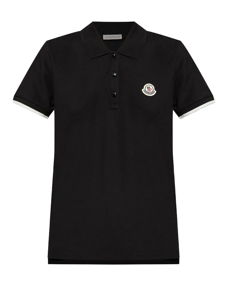 Moncler Embroidered Logo Polo Shirt — Black Black