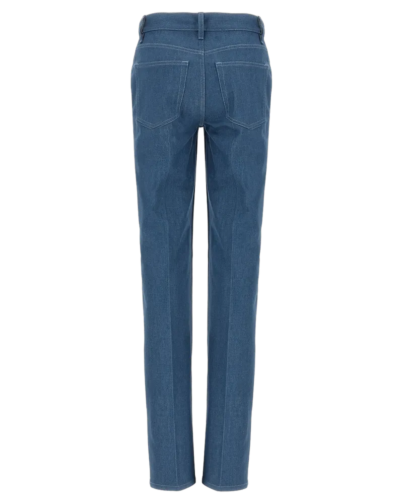 Gucci Women's Blue Cotton Straight-Leg Jeans Clothing Blue