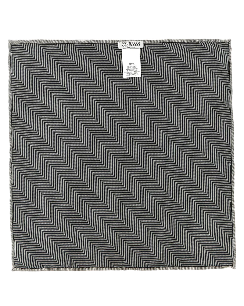 Brunello Cucinelli Men's Gray Silk Pocket Square Accessory Gray
