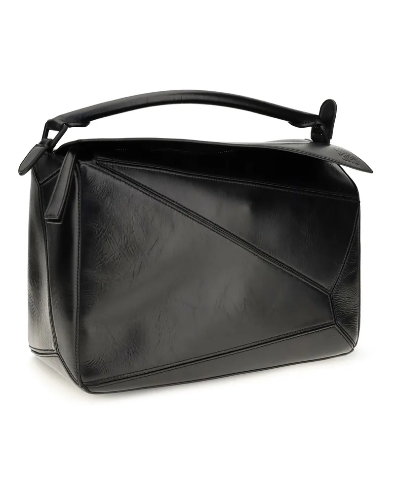 Loewe Men's Handbag Puzzle Calfskin Black Calf Leather Shoulder Bags Black