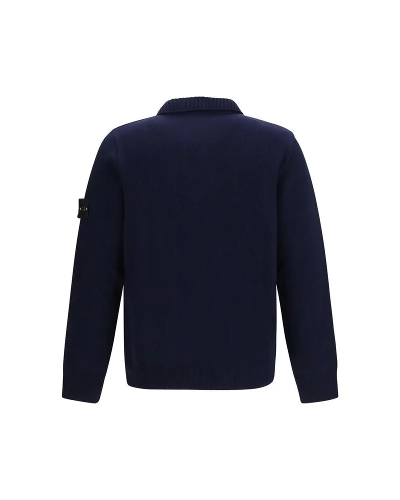 Stone Island Men's Blue Cotton Cardigan Clothing Navy