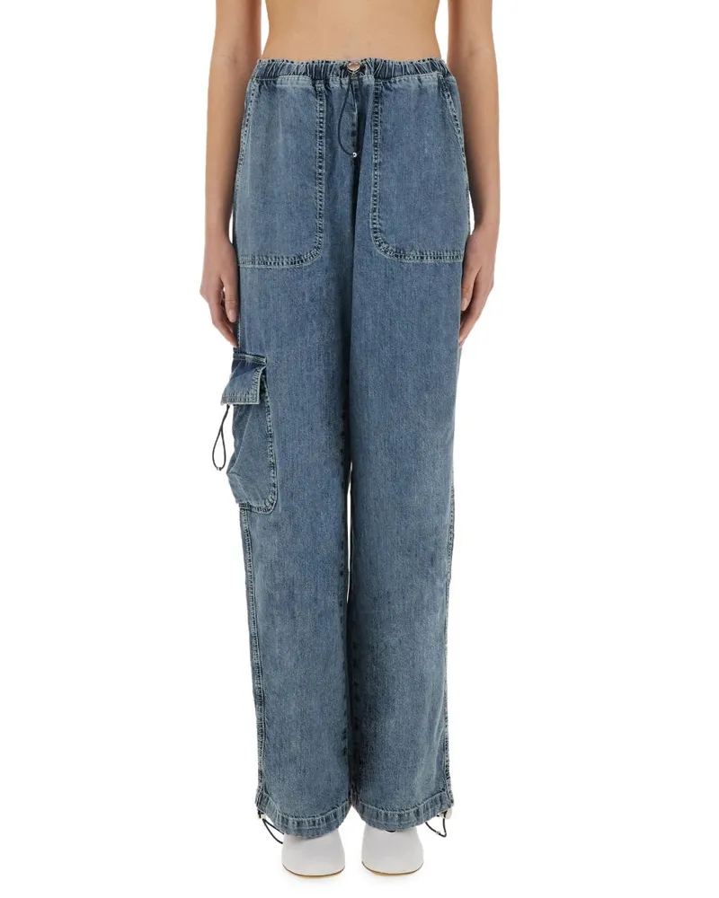 Moschino Wide Fit Denim Cargo Pants — Blue Blue