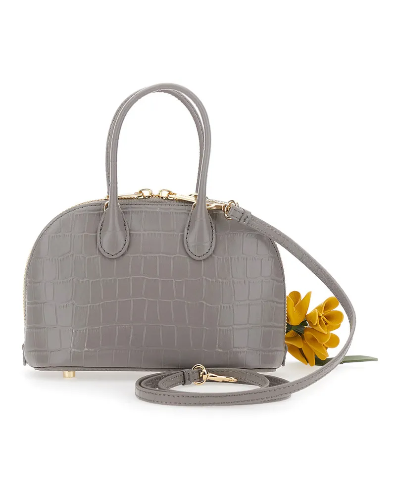 Self-Portrait Women's Mini Bag Croc Leather Toast Grey Cow Gray