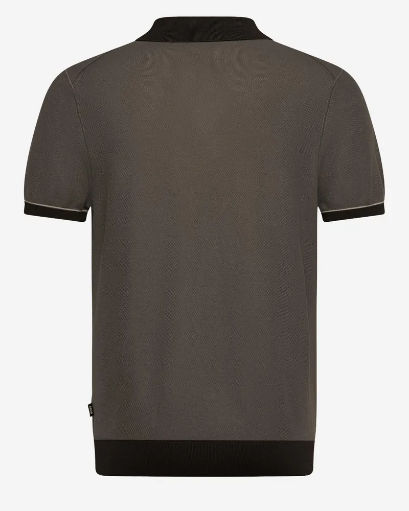 HUGO BOSS Cotton-Blend Contrast Collar Polo Shirt — Brown 