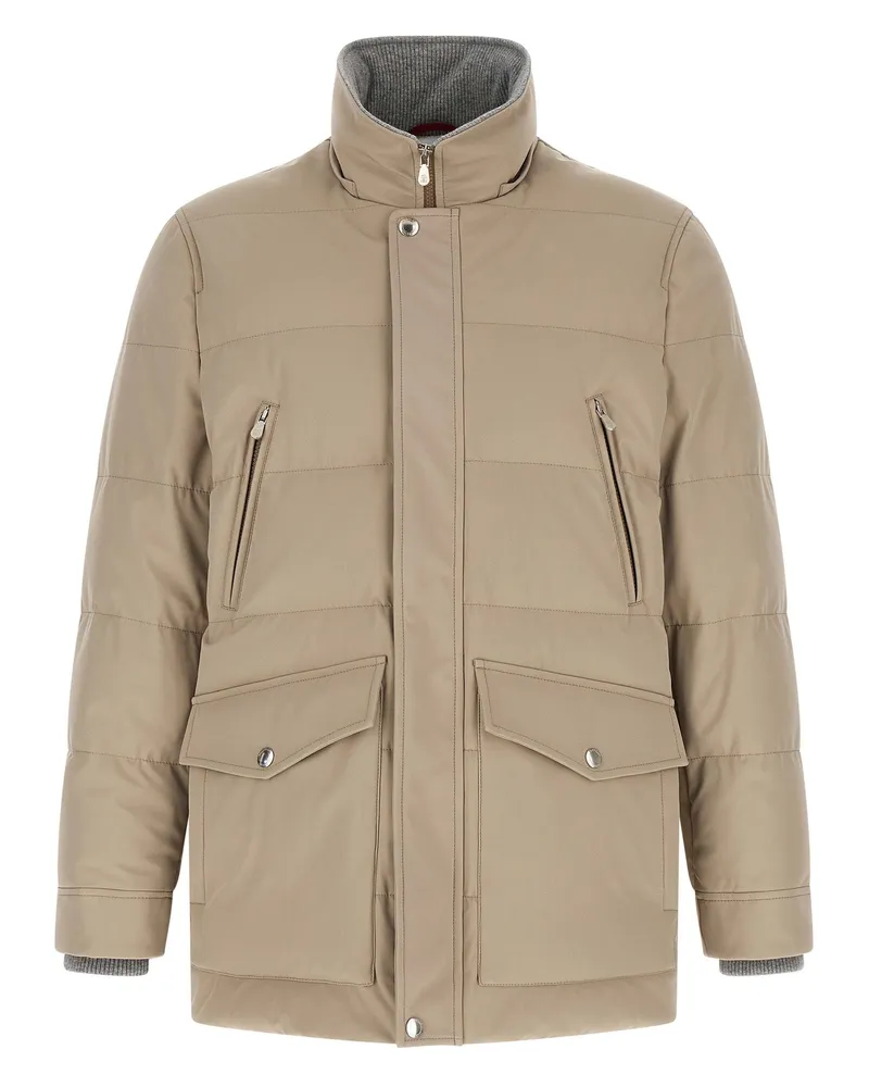 Brunello Cucinelli Quilted Goose Feather Parka — Beige Beige