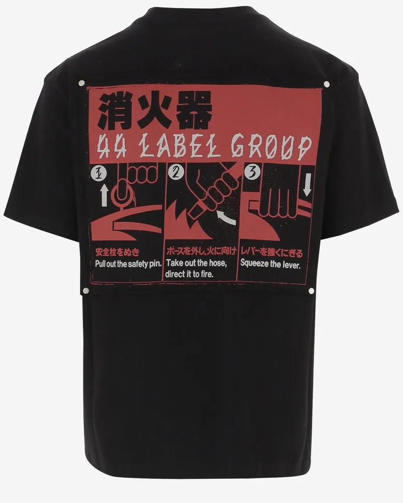 44 LABEL GROUP Men's Printed Cotton T-Shirt Black T-Shirts And Polos Black
