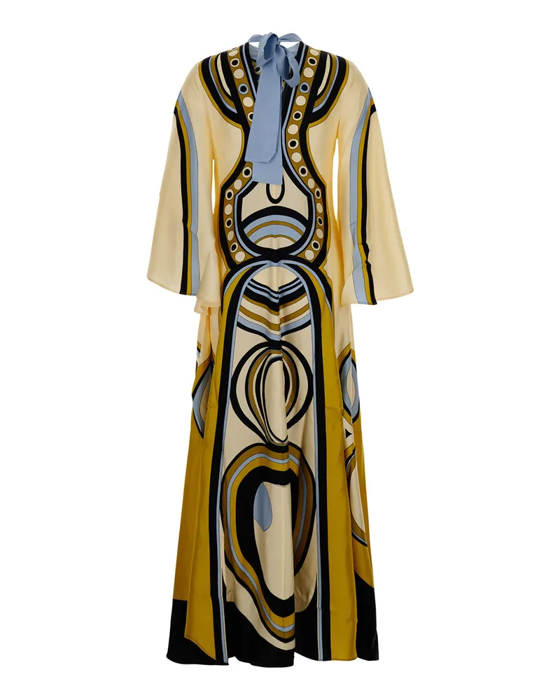 La DoubleJ Women's Long Dress Magnifico Multicolour Geometric Print Technical Fabric Multicolor