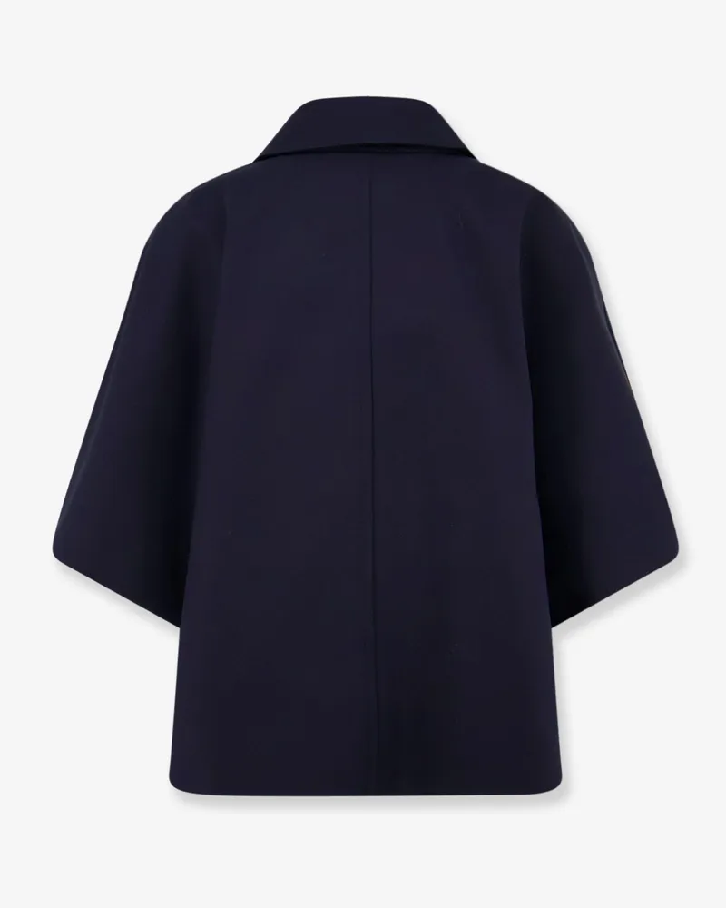 Max Mara Women's Cotton Cape Blue Jacket Navy
