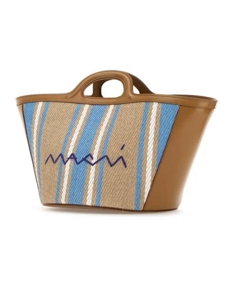 Marni Women's Embroidered Canvas Tropicalia Bucket Bag Cigaropallilywhite Borse A Mano Beige