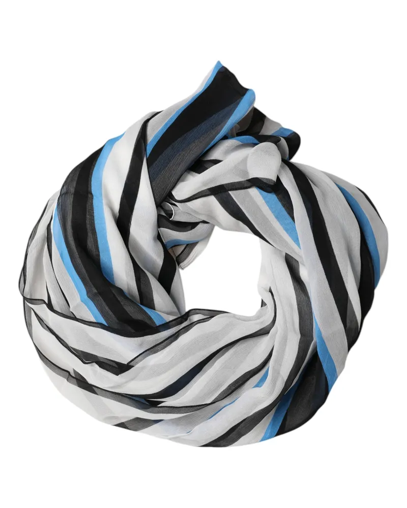 Dolce & Gabbana Men's Multicolor Striped Neck Warmer Wrap Scarf Silk Multicolor