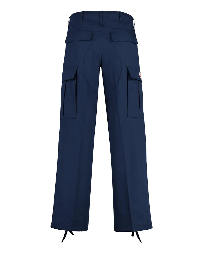 Kenzo Men's Cotton Cargo Trousers Blue Navy