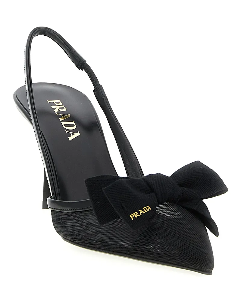 Prada Mesh Slingback Heels — Black Black