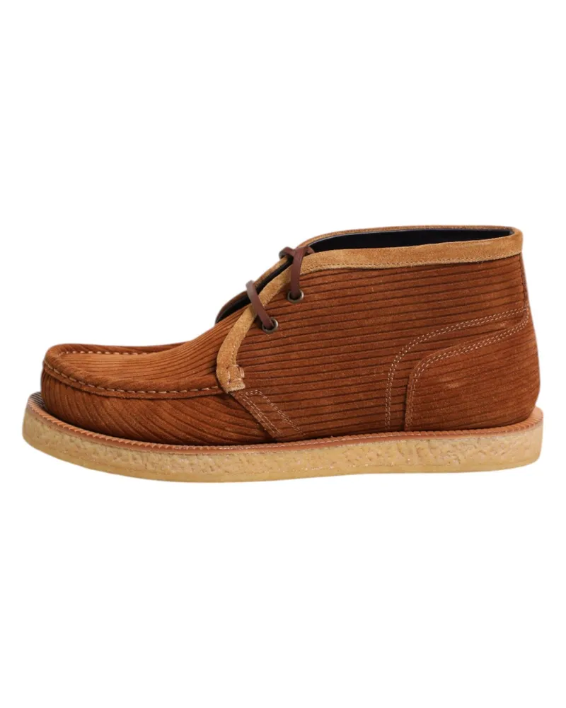 Dolce & Gabbana Men's Brown Suede Nubuck Leather Desert Ankle Boots Shoes Brown
