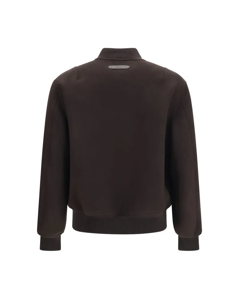 Brioni Wool-and-Cashmere Bomber Jacket — Brown Brown