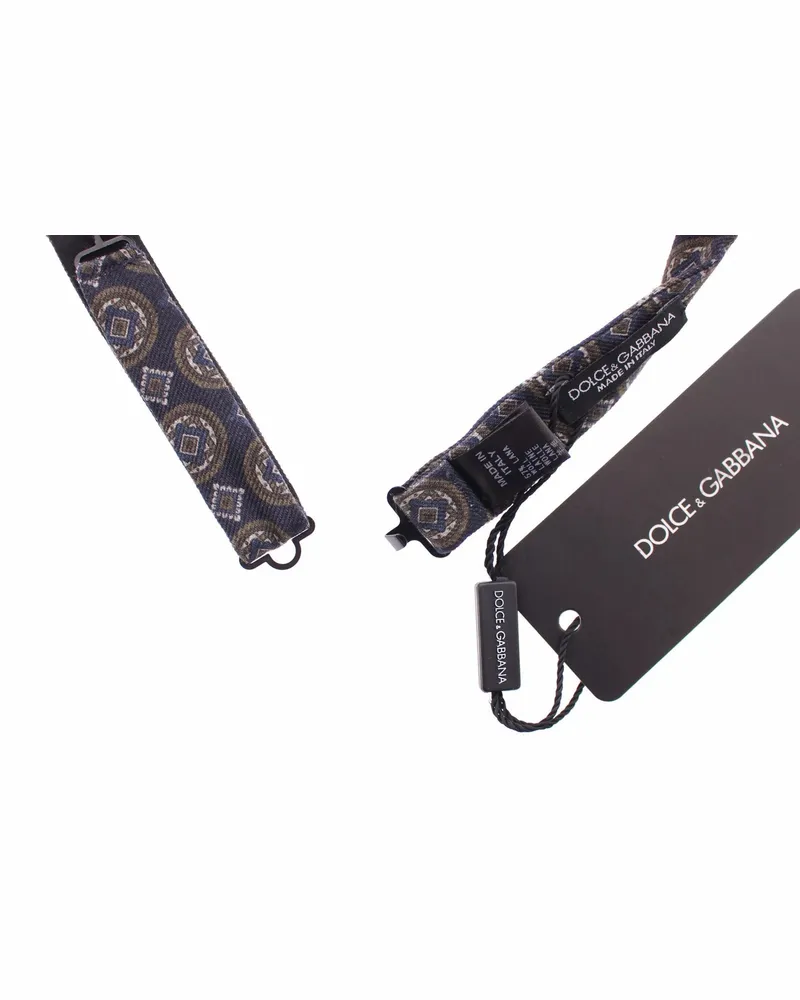 Dolce & Gabbana Men's Blue Silk Baroque Fantasi Tied Bow Tie Papillon Polyamide Blue