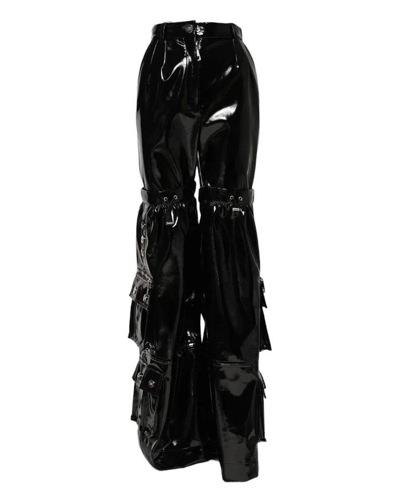 Dolce & Gabbana Women Black High Waist Cargo Bootcut Pants Black