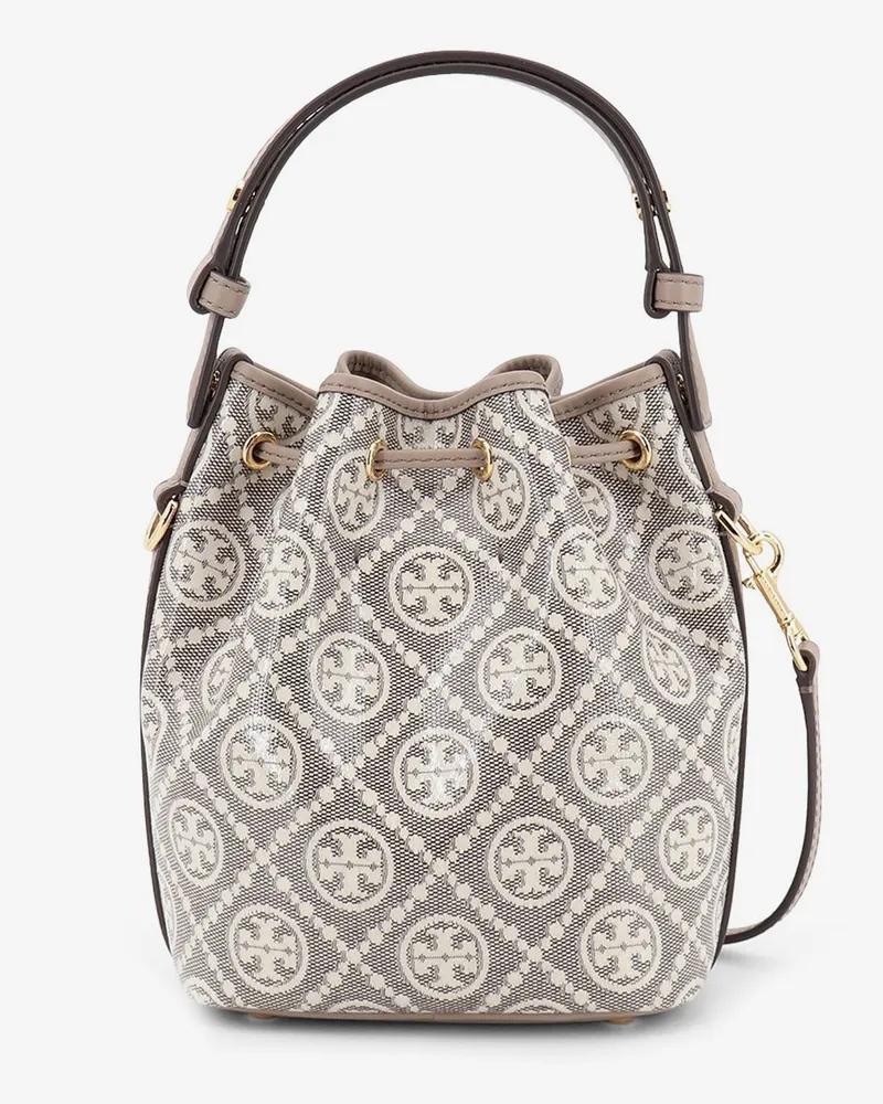 Tory Burch Women's Bucket Bag T Monogram Grey Coated Canvas Gray