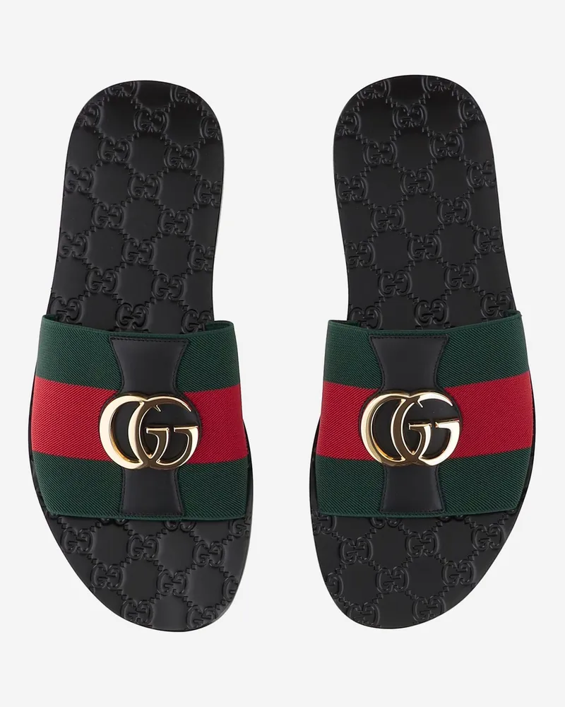 Gucci Men's Riviera Slider Sandals Black Polyester Black