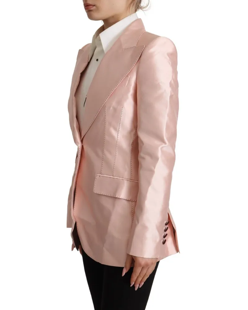 Dolce & Gabbana Women's Pink Satin Long Sleeves Blazer Coat Jacket Silk Clothing Pink