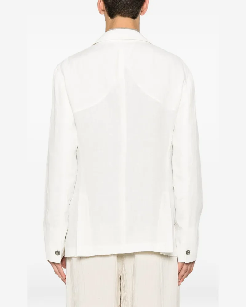Emporio Armani Linen Single-Breasted Blazer — White White