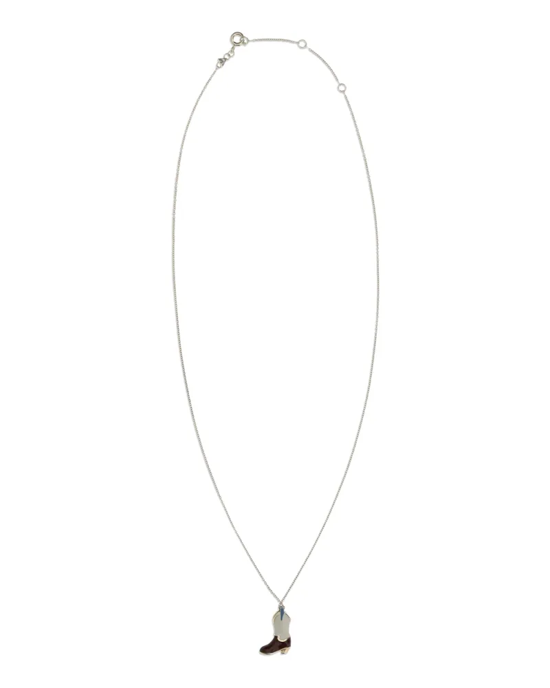 Aliita Women's Cowboy Boot Necklace Burgundy+coc.wht+sky Blue- Others Materials Necklaces Blue Gold