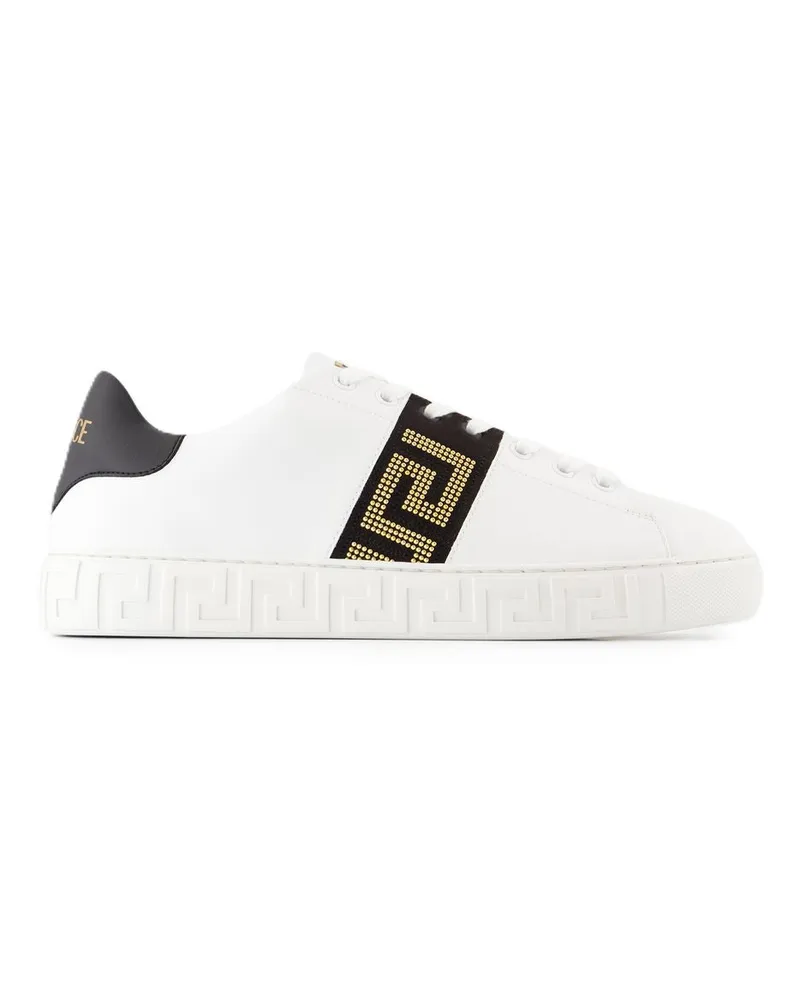 Versace Men's La Greca Sneakers -  Canvas Black Others Shoes White