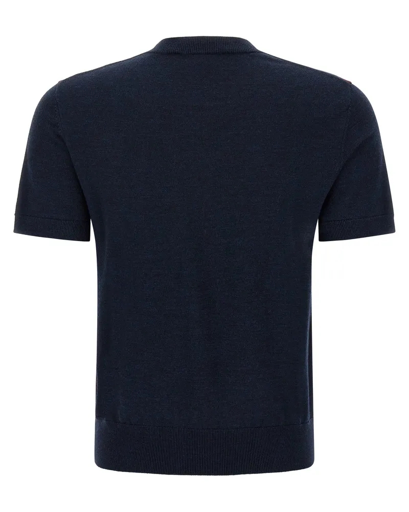 Tory Burch Argyle Merino Wool Sweater — Navy Navy